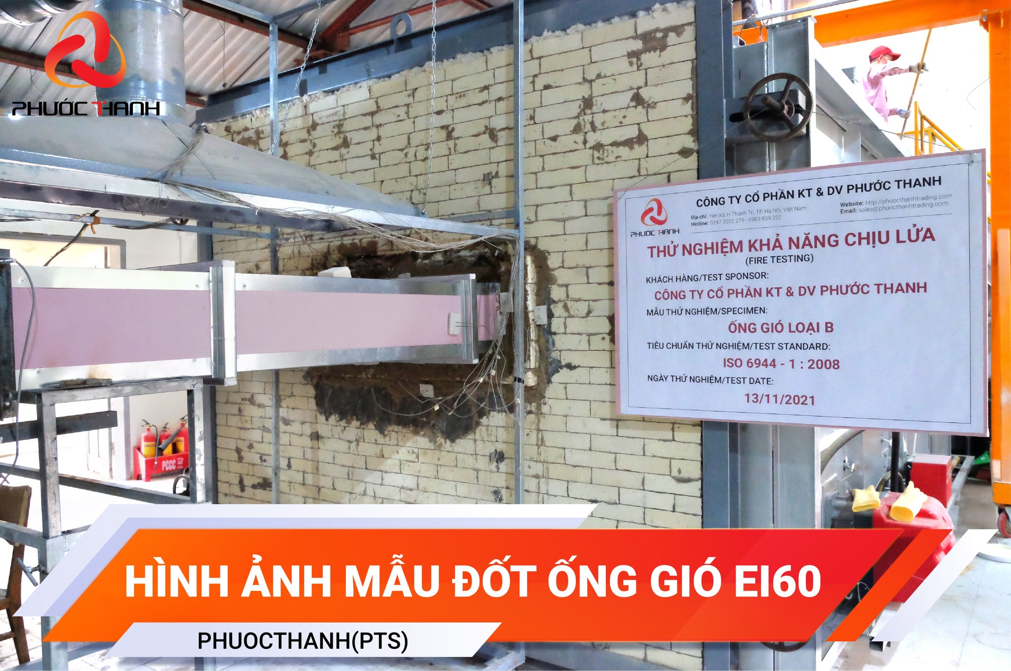 Đốt mẫu kiểm định ống gió chống cháy Phước Thanh